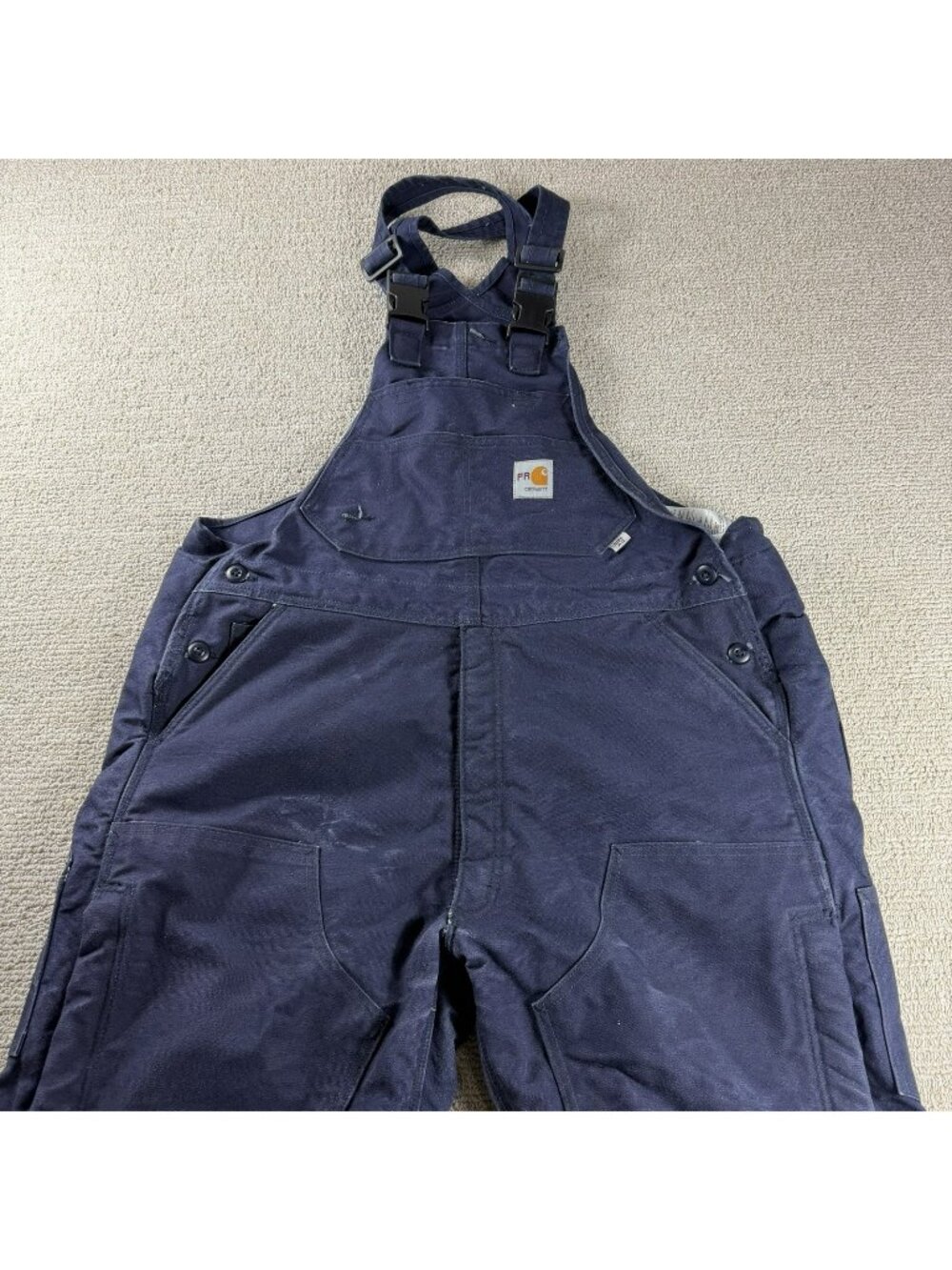Carhartt FR Double Knee Overall Duck Bib Blue 100135 Men’s Size 44 x 30